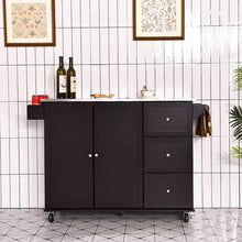 Load image into Gallery viewer, Kitchen Island 2-Door Storage Cabinet with Drawers and Stainless Steel Top-Deep Brown
