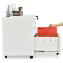Load image into Gallery viewer, 3-Drawer Mobile File Cabinet Steel with Lock Handle-White