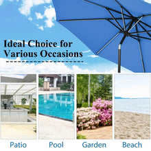 Load image into Gallery viewer, 9Ft Solar LED Market Umbrella with Aluminum Crank Tilt 16 Strip Lights-Blue