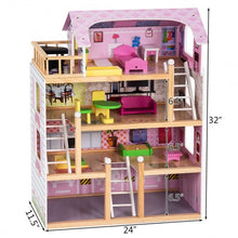 Load image into Gallery viewer, Wood Dollhouse Cottage with Furniture Playset for Kids
