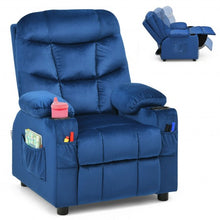 Load image into Gallery viewer, Adjustable Lounge Chair with Footrest and Side Pockets for Children-Blue