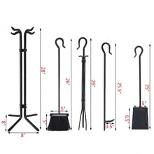 Load image into Gallery viewer, 5 Pieces Fireplace Iron Standing Tools Set