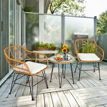Load image into Gallery viewer, 3Pcs Rattan Furniture Set with Cushioned Chair Table-White
