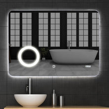 Load image into Gallery viewer, LED Touch Button Wall-Mounted Makeup Mirror w/ Clock