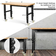 Load image into Gallery viewer, 48"×24" Adjustable Height Workbench Mobile Tool Bench Bamboo Top w/Caster-NA