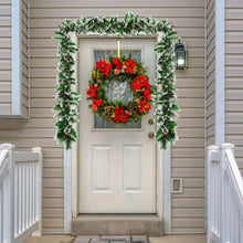 Load image into Gallery viewer, 9ft Pre-lit Snow Flocked Tips Christmas Garland with  Red Berries 50 Lights