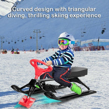 Load image into Gallery viewer, Kids Snow Sand Grass Sled w/ Steering Wheel and Brakes-Red