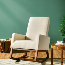 Load image into Gallery viewer, Rocking High Back Upholstered Lounge Armchair with Side Pocket-Beige
