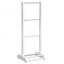 Load image into Gallery viewer, 3-Bar Acacia Wood Freestanding Bathroom Towel Rack w/Bottom Storage Shelf-White
