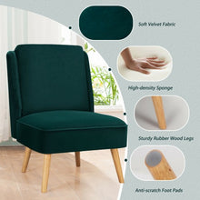Load image into Gallery viewer, Velvet Accent Chair with Rubber Wood Legs for Living Room-Green