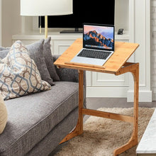 Load image into Gallery viewer, Adjustable C-Shape Couch End Table wth Tilting Top-Natural