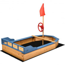 Load image into Gallery viewer, Kids Pirate Boat Wood Sandbox
