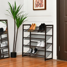 Load image into Gallery viewer, Adjustable to Flat or Slant Shoe Organizer Stand-4-Tier