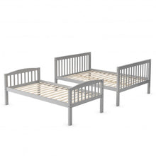 Load image into Gallery viewer, Twin over Full Bunk Bed Rubber Wood Convertible with Ladder Guardrail-Gray
