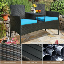 Load image into Gallery viewer, Patio Rattan Conversation Set -Green