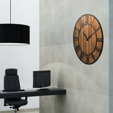 Load image into Gallery viewer, 30" Round Wall Clock Decorative Wooden Silent Clock with Battery