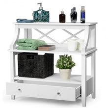 Load image into Gallery viewer, 3-Tier Storage Rack End table Side Table with Slide Drawer -White