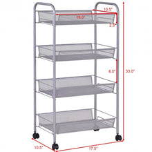 Load image into Gallery viewer, Black/Gray 4 Tier Storage Rack Trolley Cart-Black