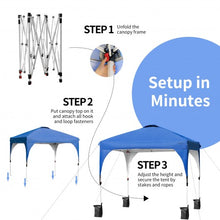 Load image into Gallery viewer, 8' x 8' Outdoor Pop Up Tent Canopy Camping Sun Shelter with Roller Bag-Blue