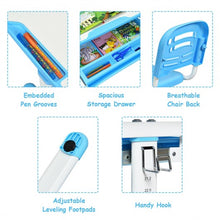 Load image into Gallery viewer, Height Adjustable Children’s Desk Chair Set -Blue