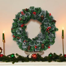 Load image into Gallery viewer, 24" Pre-lit Christmas Spruce Wreath with 8 Flash Modes