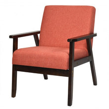 Load image into Gallery viewer, Solid Rubber Wood Fabric Accent Armchair-Orange