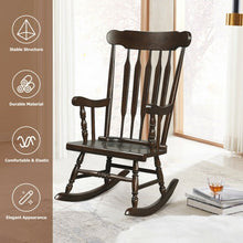 Load image into Gallery viewer, Solid Wood Porch Glossy Finish Rocking Chair-Coffee