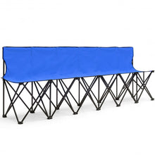 Load image into Gallery viewer, Portable Folding 6 Seats Chair Sideline Sports Bench-Blue
