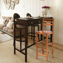 Load image into Gallery viewer, Set of 2 Ladder Back 28.5" Acacia Wood Patio Bar Stool