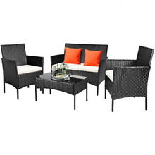 Load image into Gallery viewer, 4 Pcs Patio Rattan Cushioned Sofa Furniture Set