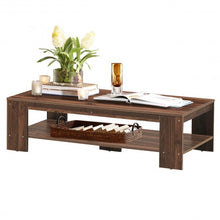 Load image into Gallery viewer, 47" 2-Tier Rectangular Coffee Table with Storage Shelf-Walnut