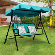 Load image into Gallery viewer, Outdoor Patio 3 Person Porch Swing Bench Chair with Canopy-Blue