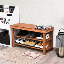Load image into Gallery viewer, 3-Tier Bamboo Shoe Bench Storage Rack Organizer