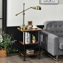 Load image into Gallery viewer, 3-tier Adjustable Printer Stand with 360° Swivel Casters-Brown