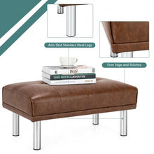 Load image into Gallery viewer, Ottoman Footrest Stool PU Leather Seat with Metal Legs-Brown