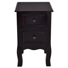 Load image into Gallery viewer, Wood Accent End Nightstand w/ 2 Storage Drawers-Black