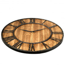 Load image into Gallery viewer, 30" Round Wall Clock Decorative Wooden Silent Clock with Battery