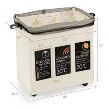 Load image into Gallery viewer, 120L 3-Section Laundry Hamper Sorter with Wheels and Mesh Cover-Beige