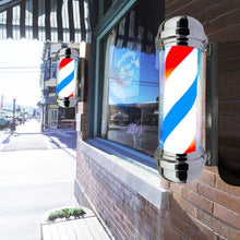 Load image into Gallery viewer, 30" Barber Shop Pole Red White Blue Rotating Light