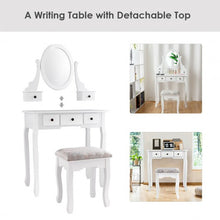Load image into Gallery viewer, Dressing Table Set with Oval Mirror Stool and 5 Storage Drawers