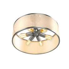 Load image into Gallery viewer, 6-Light Semi Flush Mount Ceiling Light Pendant Lamp w/ Fabric Drum-shaped Shade