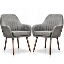 Load image into Gallery viewer, Set of 2 Fabric Upholstered Accent Chairs with Wooden Legs-Gray