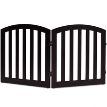 Load image into Gallery viewer, 24" Configurable Folding Standing 2 Panel Wood Pet Fence-Brown-A