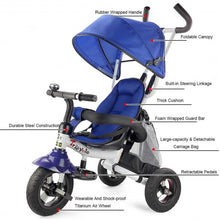 Load image into Gallery viewer, 6-In-1 Kids Baby Stroller Tricycle Detachable Learning Toy Bike-Blue