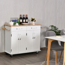 Load image into Gallery viewer, Wood Top Rolling Kitchen Trolley Island Cart Storage Cabinet-White