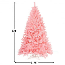 Load image into Gallery viewer, 6 ft Pink Artificial Hinged Spruce Full Christmas Tree with Foldable Metal Stand