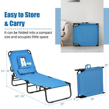 Load image into Gallery viewer, Outdoor Folding Chaise Beach Pool Patio Lounge Chair Bed with Adjustable Back and Hole