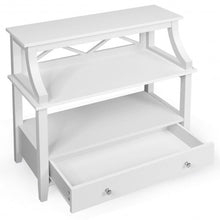 Load image into Gallery viewer, 3-Tier Storage Rack End table Side Table with Slide Drawer -White