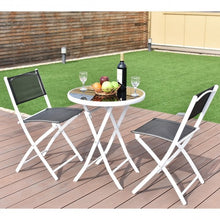 Load image into Gallery viewer, 3 Pcs Folding Garden Patio Table Chairs Set -Black