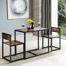 Load image into Gallery viewer, 3 Pcs Dining Set Compact Table and 2 Chair w/Metal Frame for for Small Space-CF